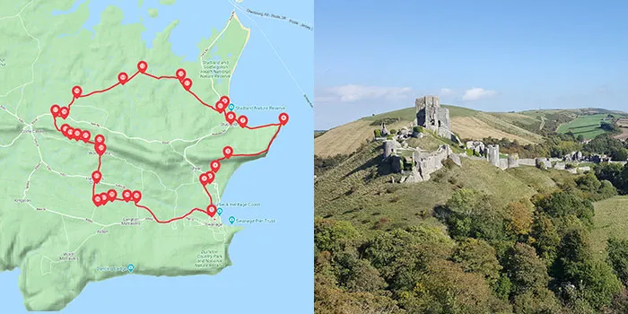 Map for Rempstone Forest to Corfe Castle