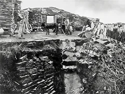 Click to view image Stone Quarry with stone cart and workers in Purbec