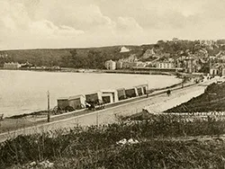 Click to view image Wheeled Bathing Huts on the seafront Late 1800s