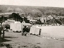 Click to view image Beach, Bathing Huts and Ballard Down