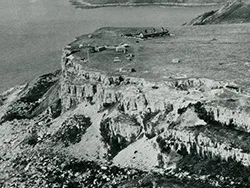 St Aldhelms Head and quarry buildings from the air - Ref: VS1955