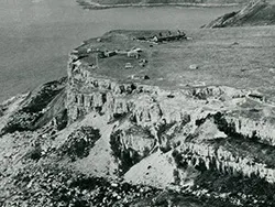 Click to view image St Aldhelms Head and quarry buildings from the air