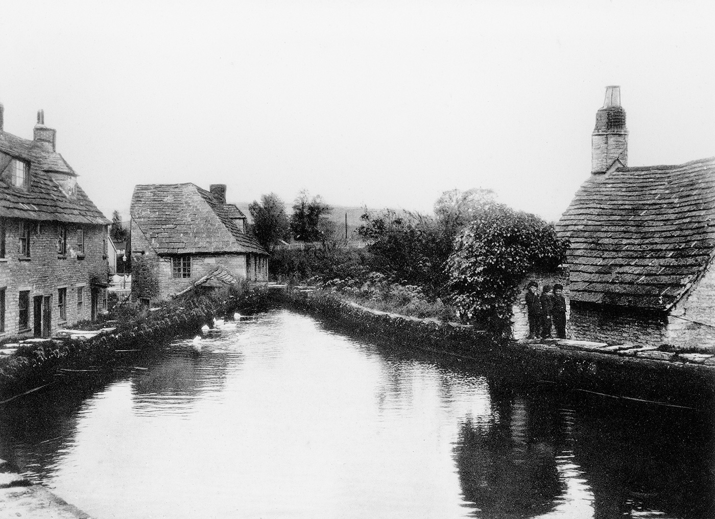 The Mill Pond with Ducks and Children