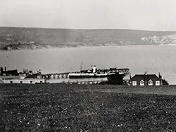 Click to view image The Downs and the Pier with a Paddle Steamer