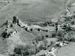 Click to view image Corfe Castle from above