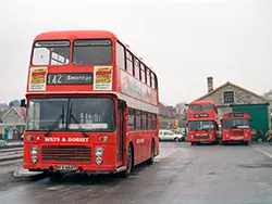 Click to view image Busses at the old bus yard in Swanage
