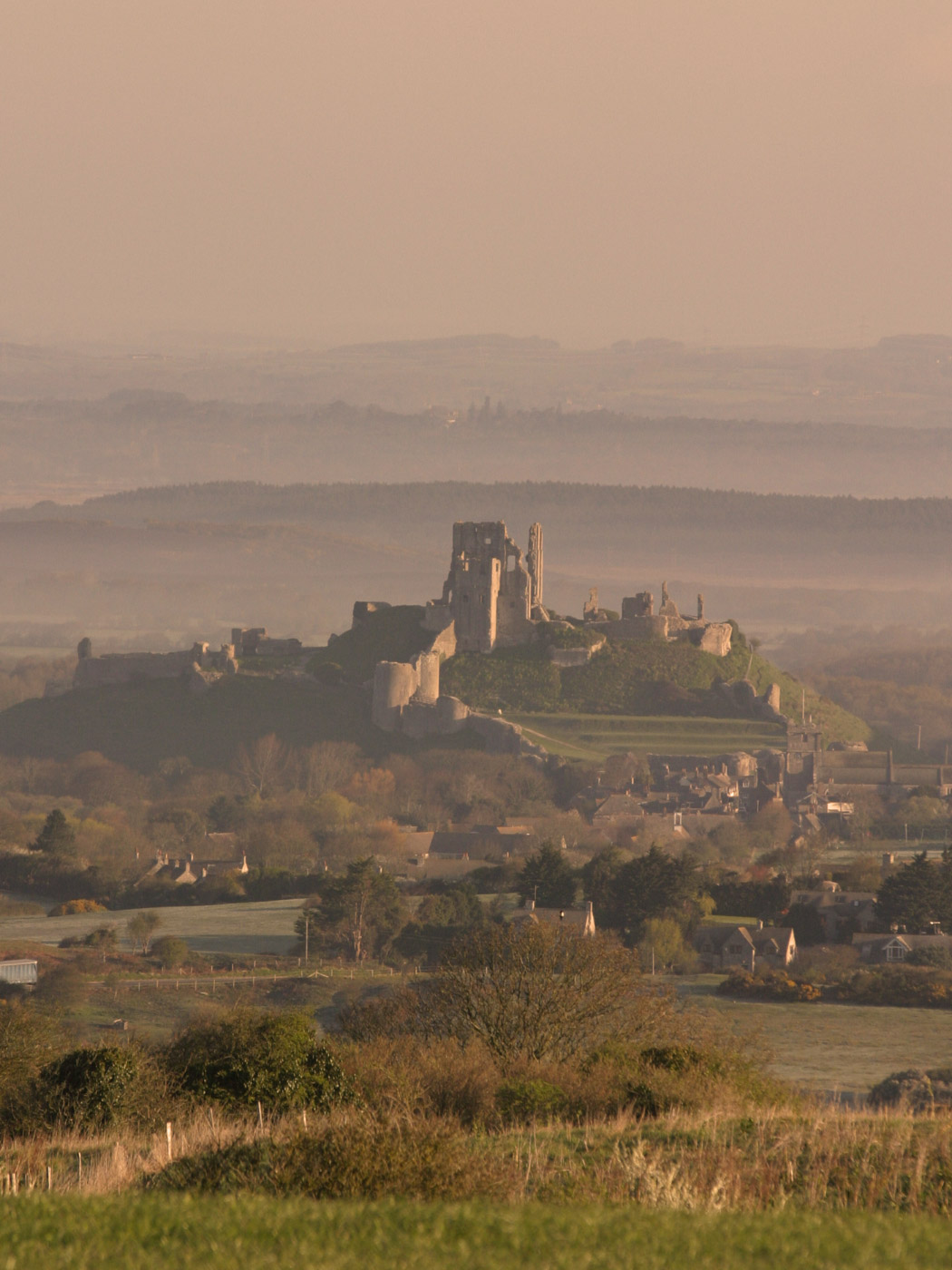 Corfe Castle at dawn Swanage gallery