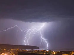 Click to view image Lightning over Swanage Bay