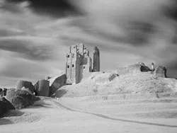 Click to view image Infrared Corfe Castle and ramparts