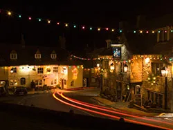 Click to view image Christmas Lights at Corfe Castle