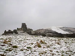 Click to view image Corfe Castle from west