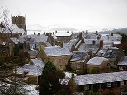 Click to view image Snowy Corfe Castle Village