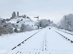 Click to view image Snow at Corfe Station