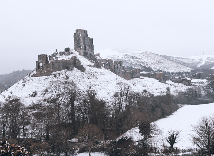 Corfe Castle in the Snow