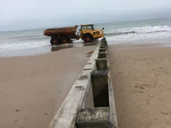 Click to view image Cliff Repair Work at Low Tide