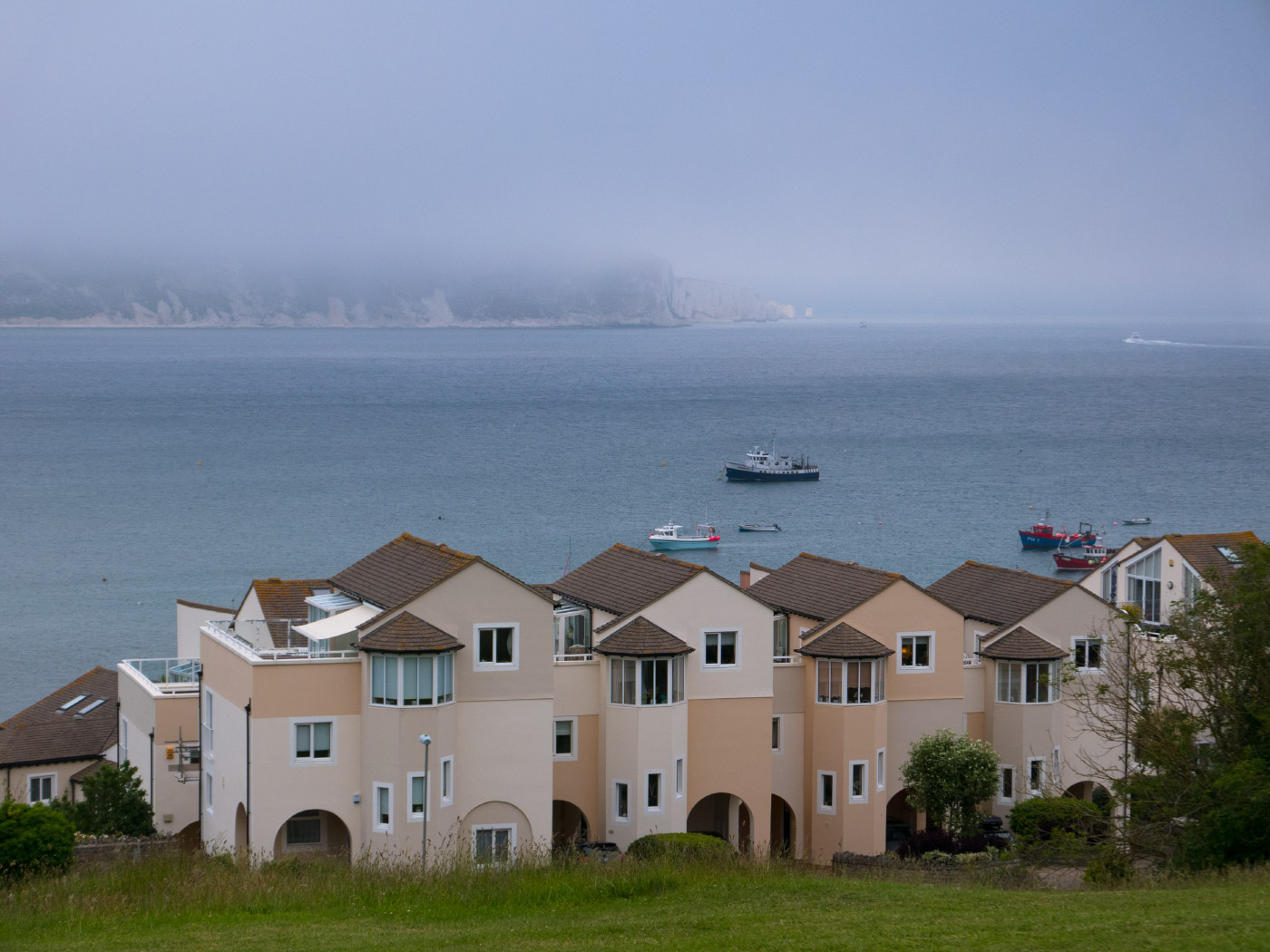 Low mist over Swanage Bay