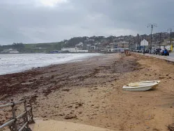 Click to view image Swanage beach after Storm Emma