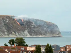 Click to view image Fire on Ballard Down