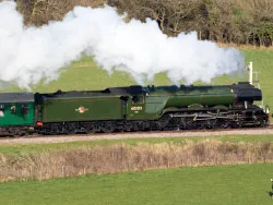 Click to view image Flying Scotsman leaving Norden Station