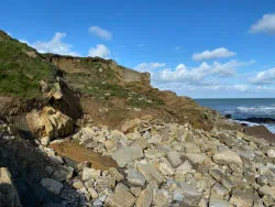 Click to view image Peveril Point Landslides and steps gone