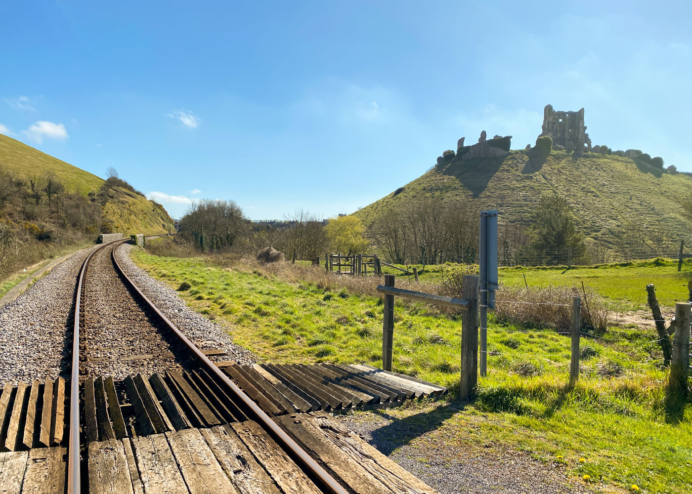Corfe Castle and the Railway Line.