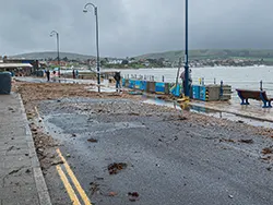 Click to view image Sea defence damage on road from Storm Ciaran