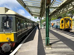 Diesel service trains at Swanage railway station - Ref: VS2611