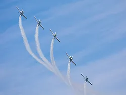 Click to view image Team Raven air show over Swanage Bay