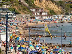 Click to view image Busy Swanage beach in Carnival Week 2026