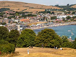 Swanage beach and town from the Downs in the Virtual Swanage Gallery
