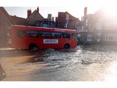 Bus in the Kings Road West Floods in 1981