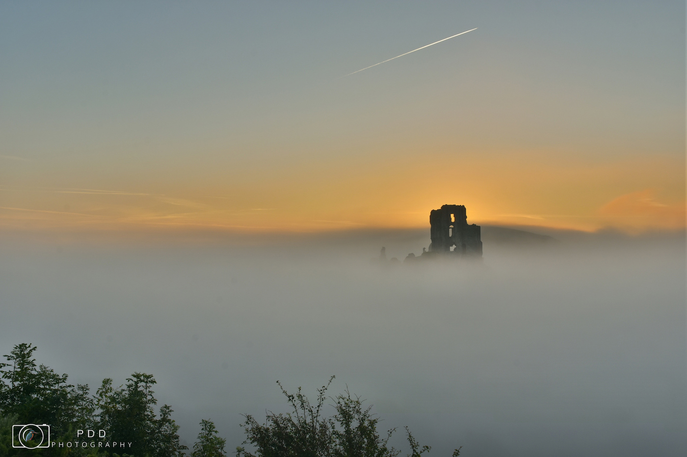 Corfe Castle Misty Sunrise 