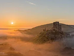 Click to view image Corfe Castle misty sunrise