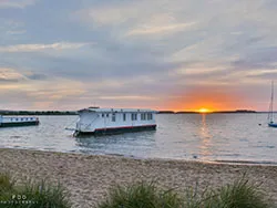 Click to view image House Boat Sunset