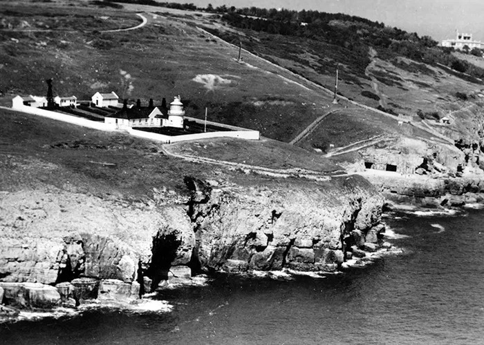 Aerial view of the lighthouse in the 1950s