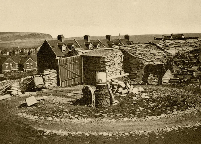 Horse-powered capstan winches hauled stone from shafts up to 125 ft deep