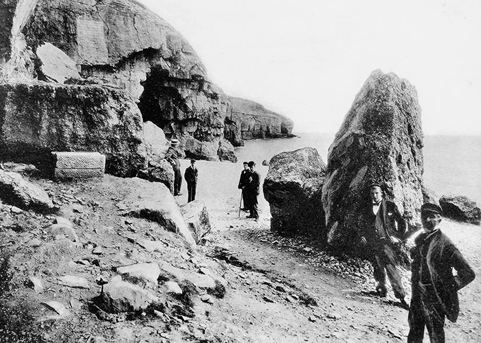 Stone loaded from the beach at Swanage and from clifftop whims along the coast