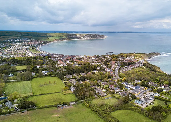 Looking north across Swanage from Durlston Country Park