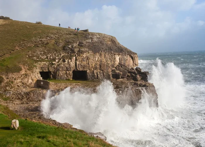 Stormy seas outside Tilly Whim caves