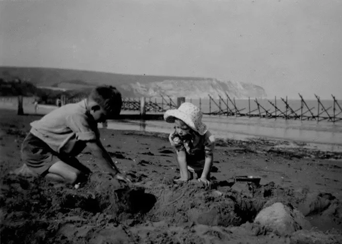 After WWII on Swanage beach