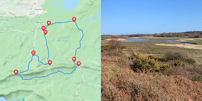 Map for Corfe and Arne Road Ride