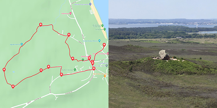 Map for Studland Village to Agglestone Rock Walk