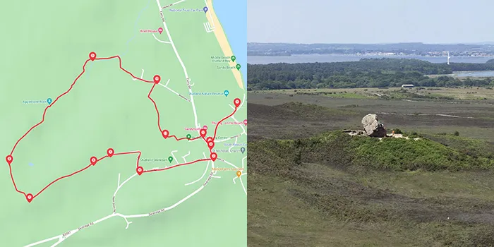 Map for Studland Village to Agglestone Rock Walk