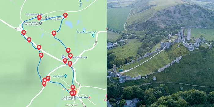 Map for Corfe Castle Walk
