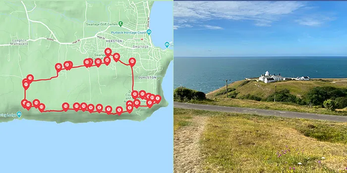 Map for Durlston to Dancing Ledge Walk