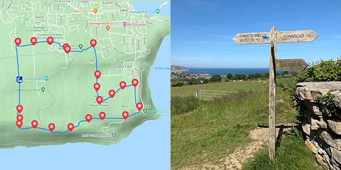 Map for Durlston to Priest Way Walk